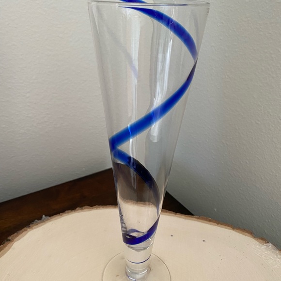 Vintage Pier 1 Imports Cobalt Blue Swirline Pilsner Beer Glass 10" - Picture 3 of 7